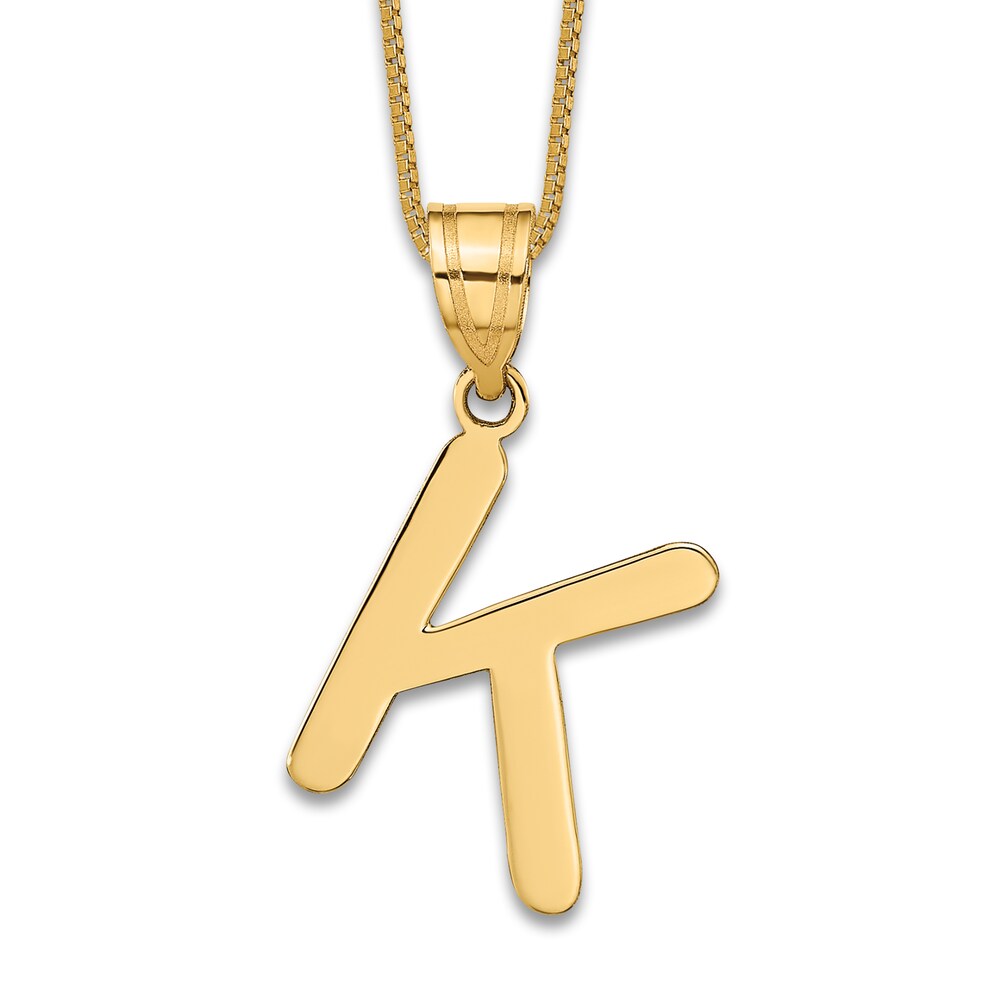 Initial K Charm 14K Yellow Gold 18" SK3KyGpw
