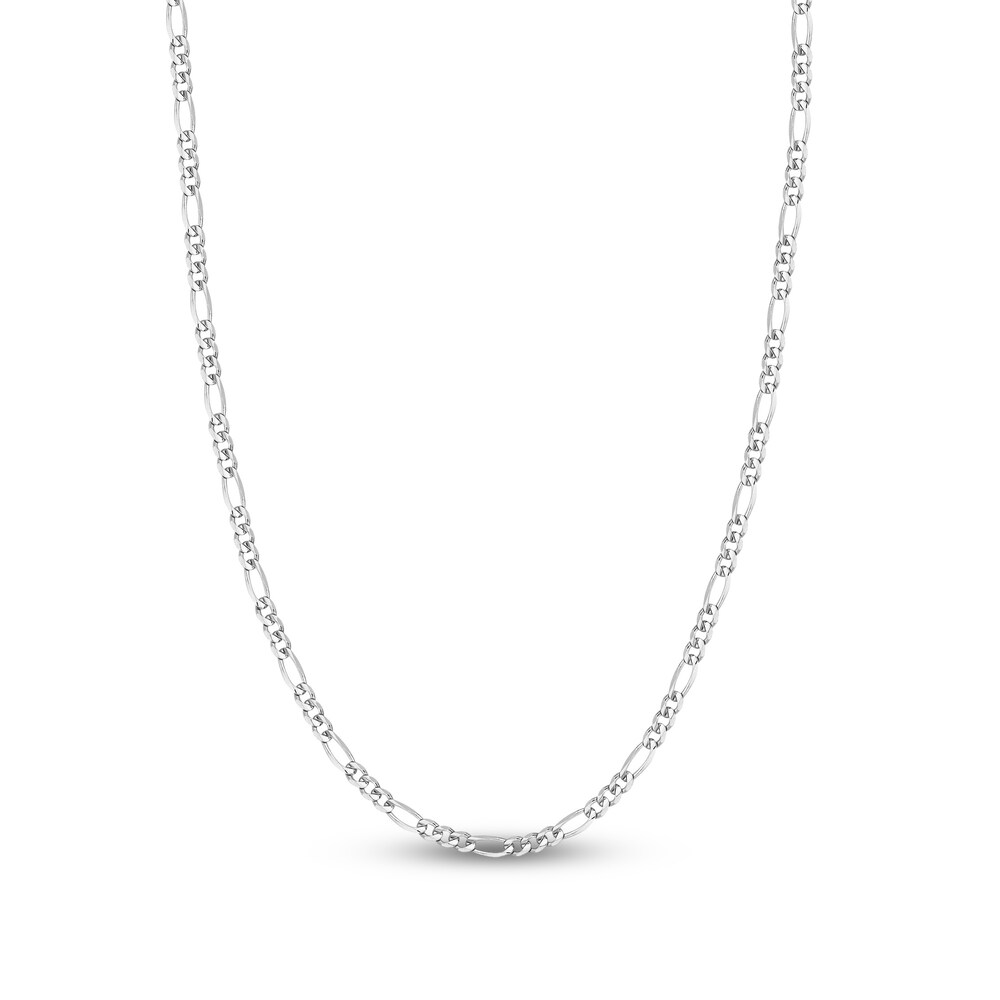 Figaro Chain Necklace 14K White Gold 18" SOG9jEpR