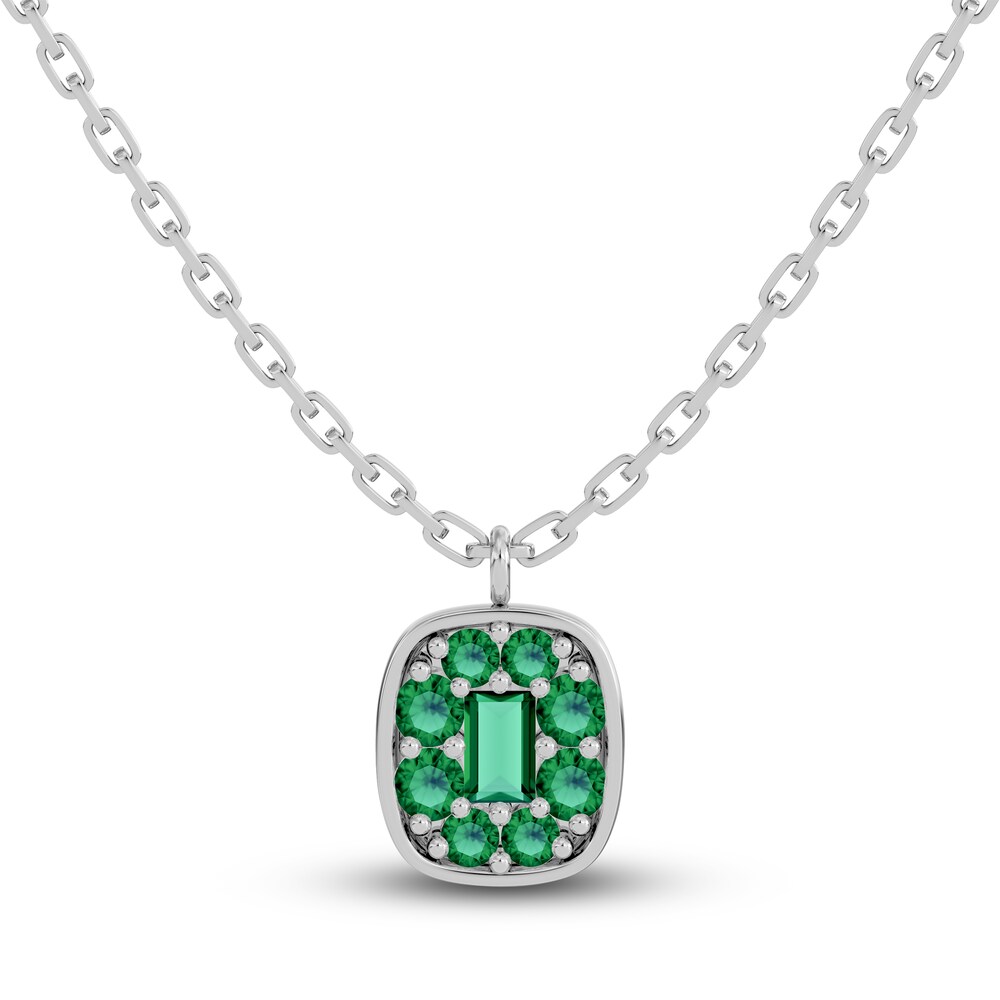 Juliette Maison Natural Emerald Pendant Necklace 10K White Gold SOyibvJF