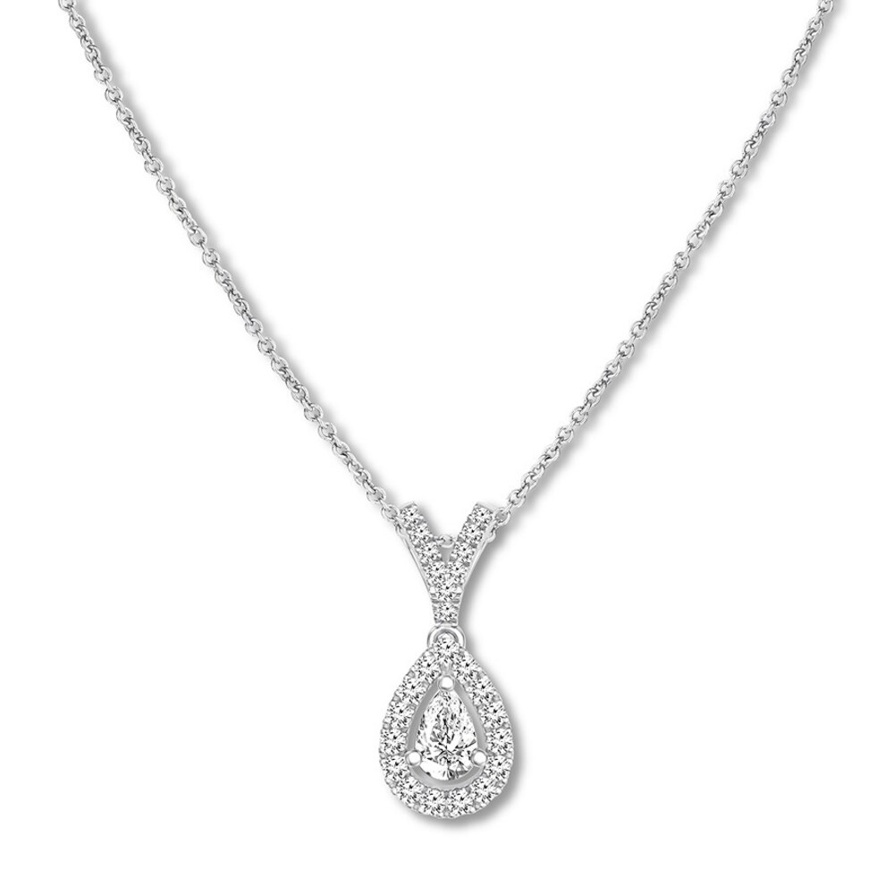 Diamond Necklace 1/4 ct tw Pear-shaped/Round 10K White Gold SQKgtbL3