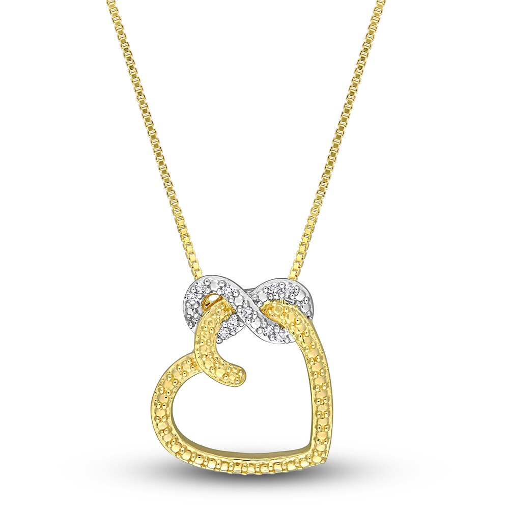 Diamond Heart Necklace 1/20 ct tw Round 18K Gold-Plated Sterling Silver 17" SRww2fp7