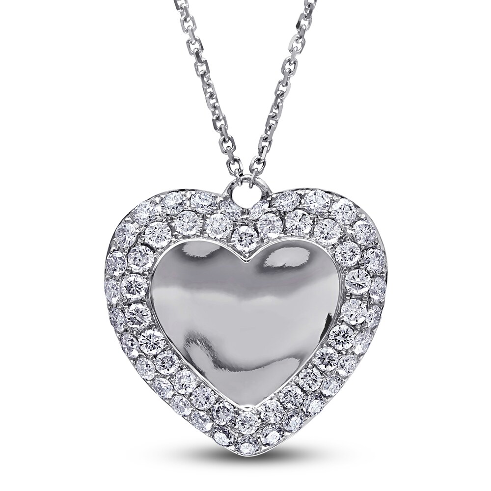 Diamond Heart Pendant Necklace 1 ct tw Round 14K White Gold 17" Sb7W52nu