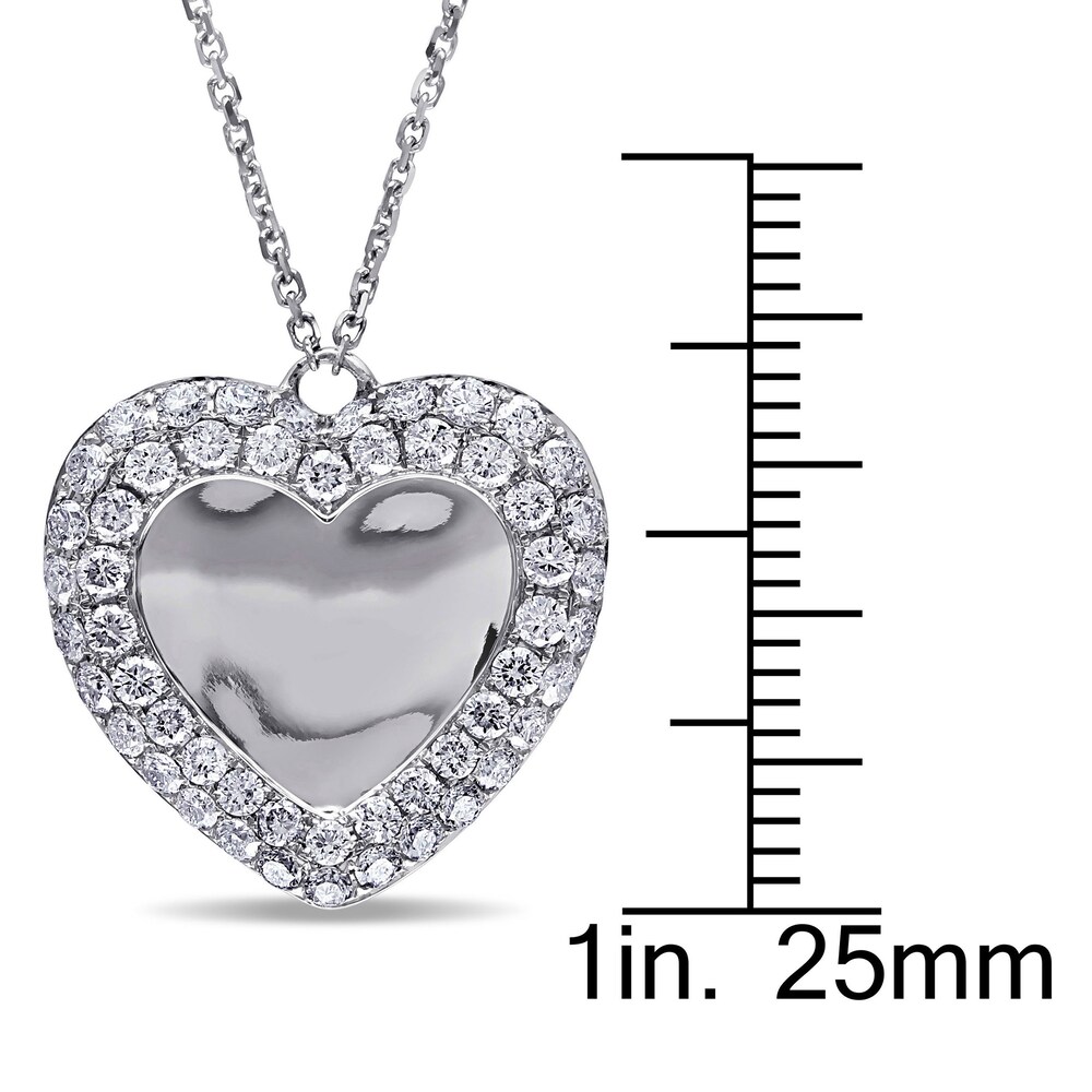 Diamond Heart Pendant Necklace 1 ct tw Round 14K White Gold 17\" Sb7W52nu