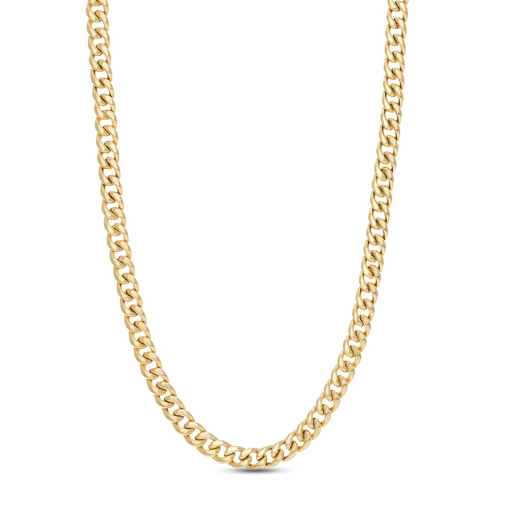 Men\'s Cuban Link Necklace 14K Yellow Gold 26\" SfEZZoru