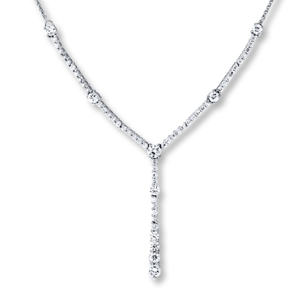 Diamond Necklace 2 ct tw Round-cut 14K White Gold SgE0WcOa
