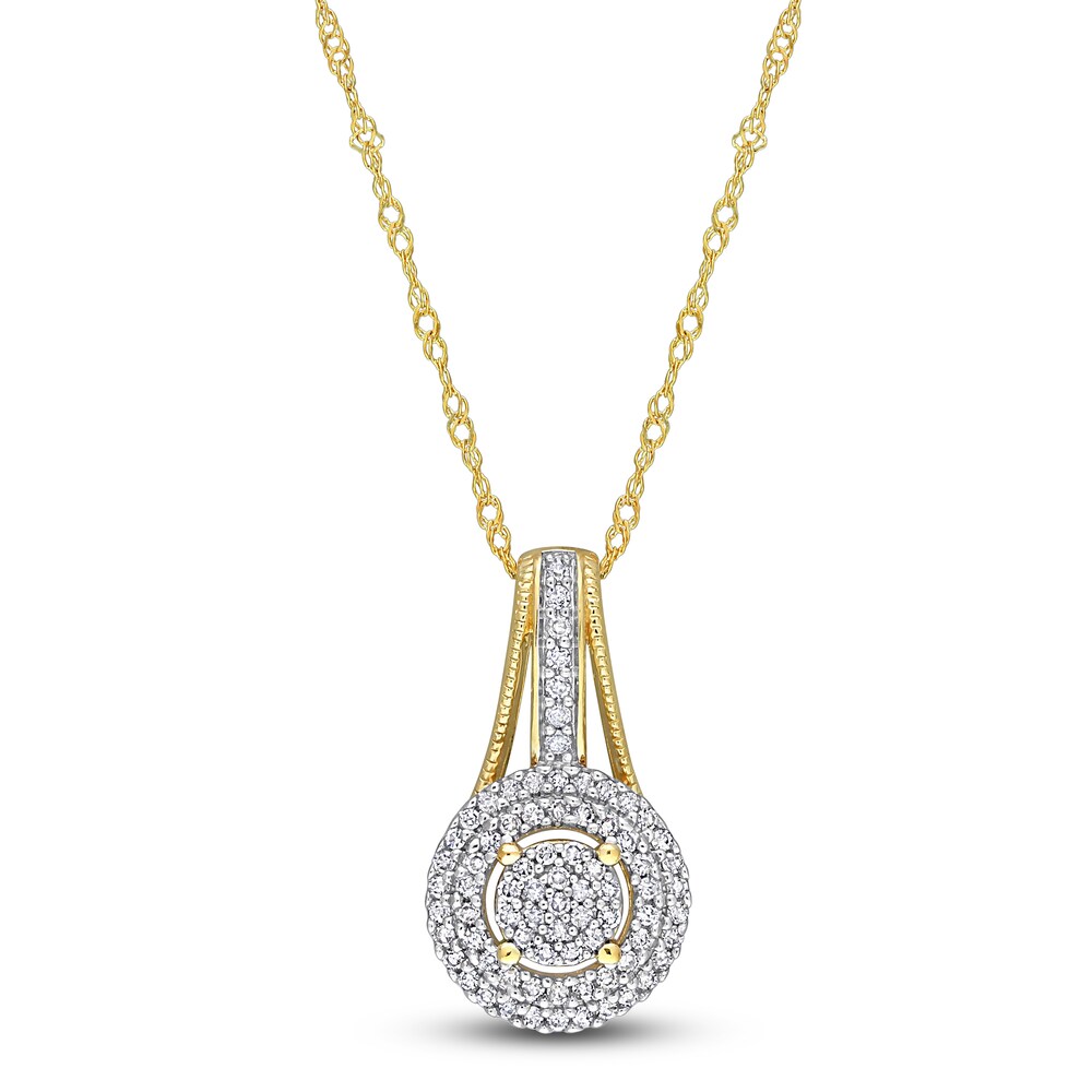 Diamond Drop Necklace 1/4 ct tw Round 10K Yellow Gold SjAIINB1