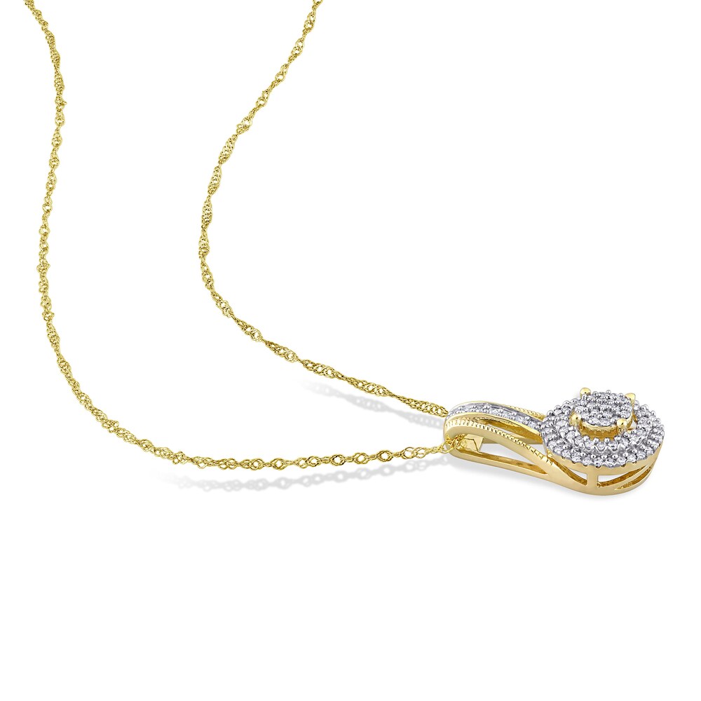 Diamond Drop Necklace 1/4 ct tw Round 10K Yellow Gold SjAIINB1