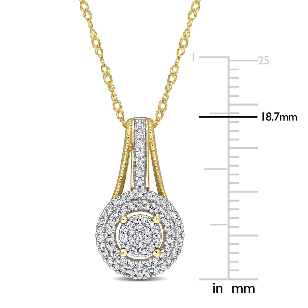 Diamond Drop Necklace 1/4 ct tw Round 10K Yellow Gold SjAIINB1