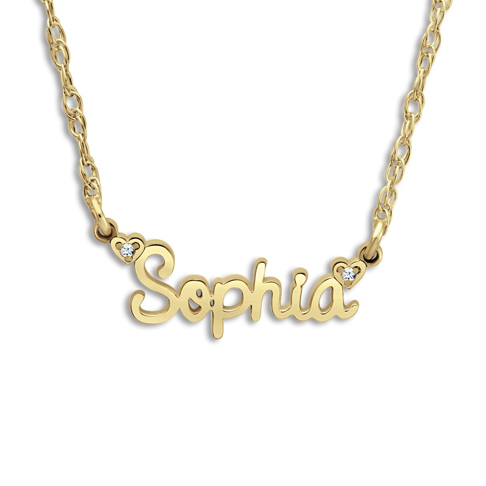 High-Polish Personalized Name Necklace Diamond Accents Sterling Silver/24K Yellow Gold-Plating 18\" Sk56snqR