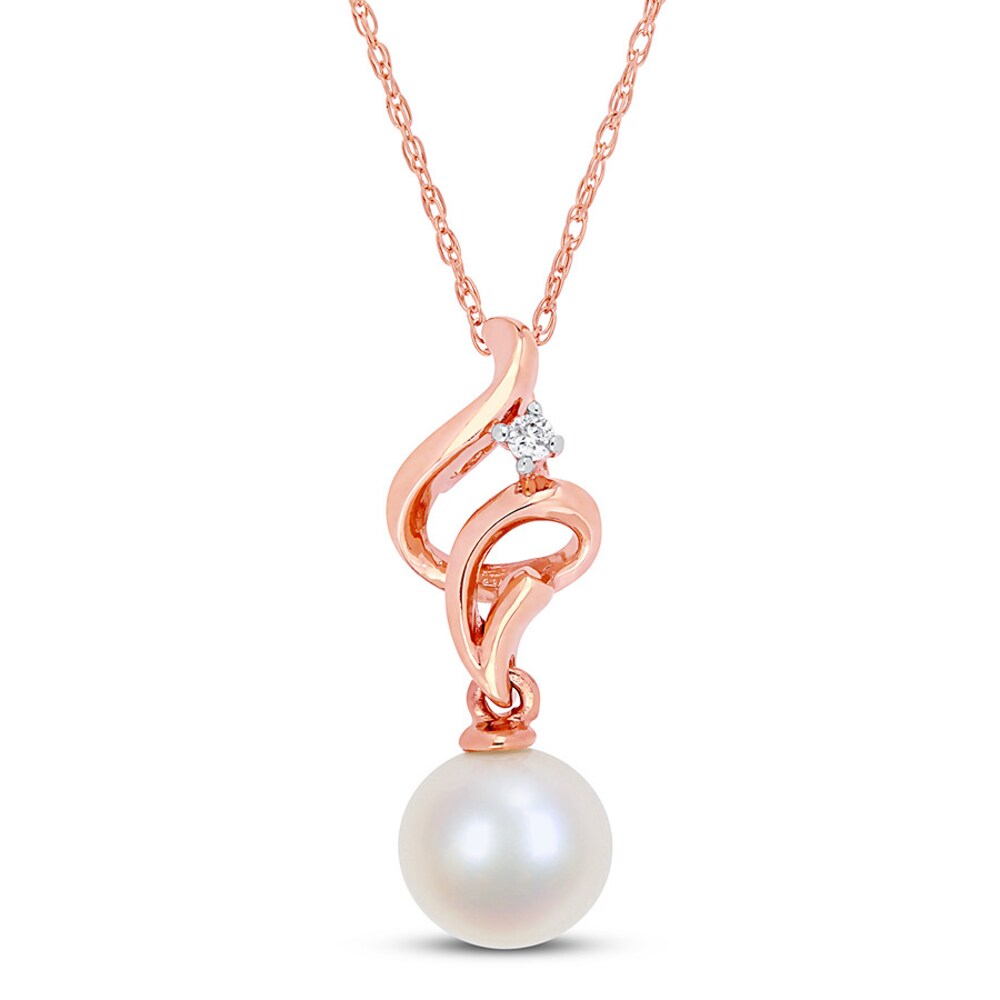 Cultured Pearl Necklace Diamond Accent 10K Rose Gold SoISSwc7