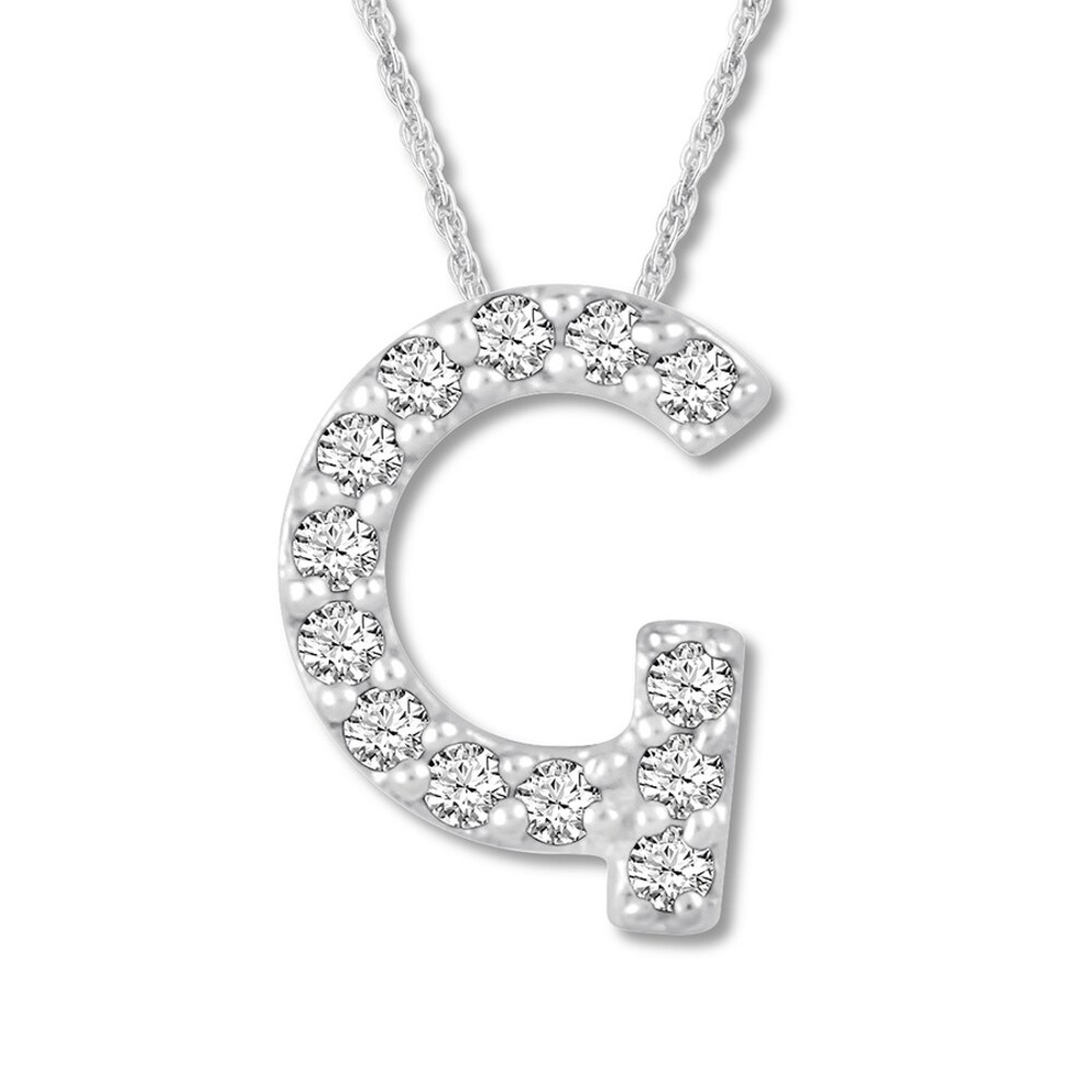 Diamond Initial G Necklace 1/20 ct tw Round-cut 10K White Gold SuVWhDVB