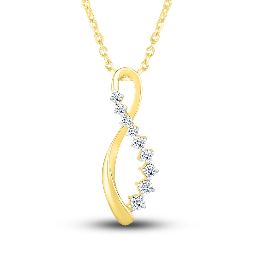 Diamond Infinity Twist Pendant Necklace 1/4 ct tw Round 10K Yellow Gold 18" SvXNm6Ap