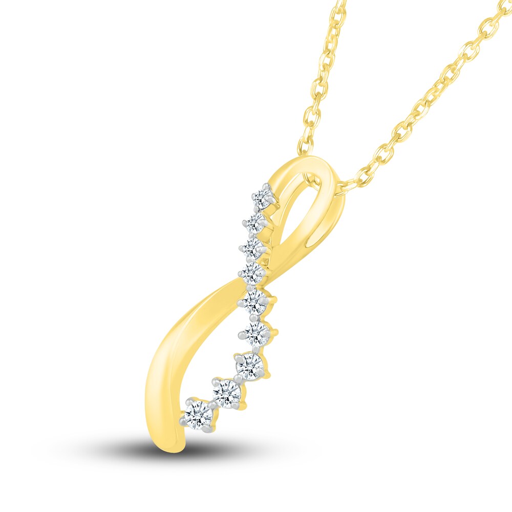 Diamond Infinity Twist Pendant Necklace 1/4 ct tw Round 10K Yellow Gold 18\" SvXNm6Ap