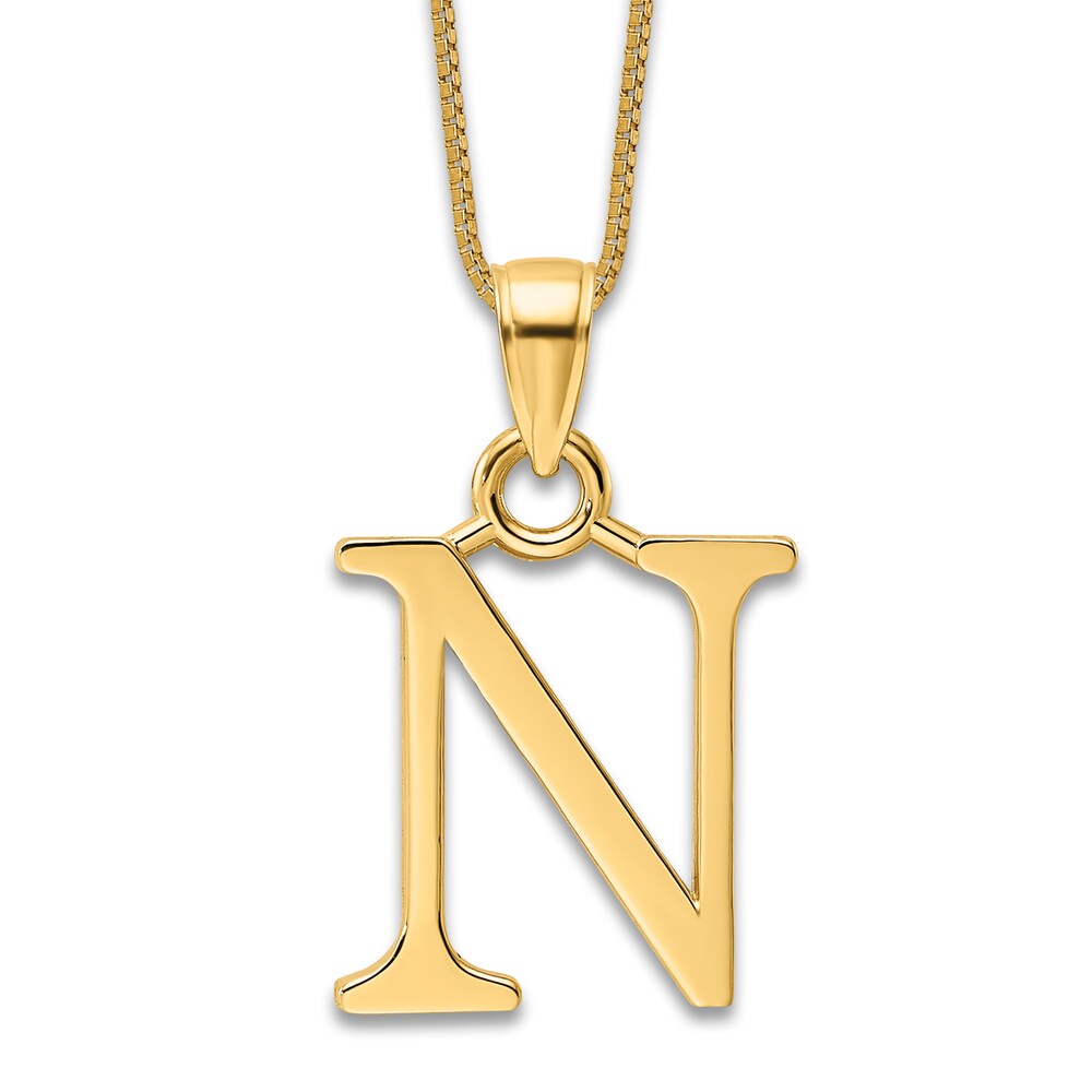 Initial N Charm 14K Yellow Gold 18" SwDA591U