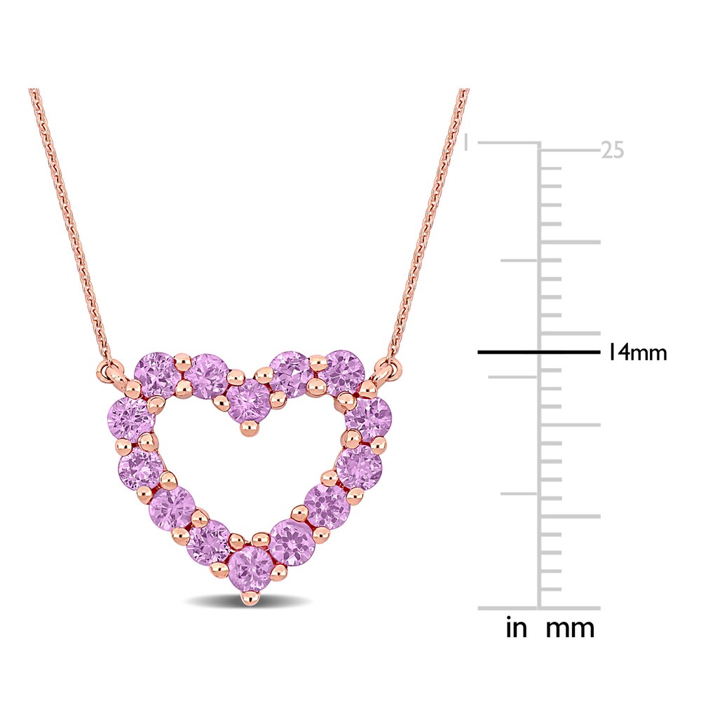 Natural Pink Sapphire Heart Pendant Necklace 10K Rose Gold 17\" SyqJ2sPI