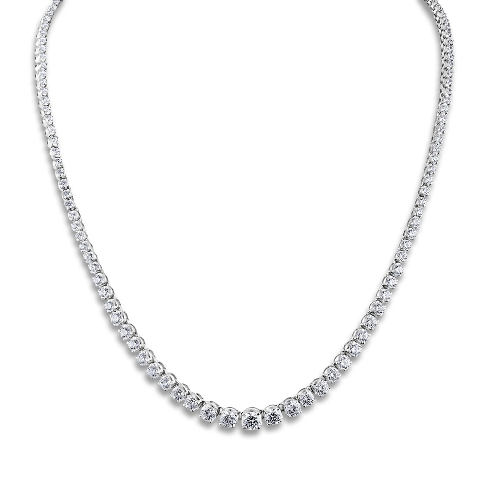 Diamond Tennis Necklace 4 ct tw Round 14K White Gold 16" T2BmaElh