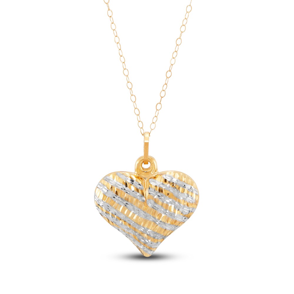 Puffy Heart Cable Chain Necklace 10K Yellow Gold T3Rmhrli