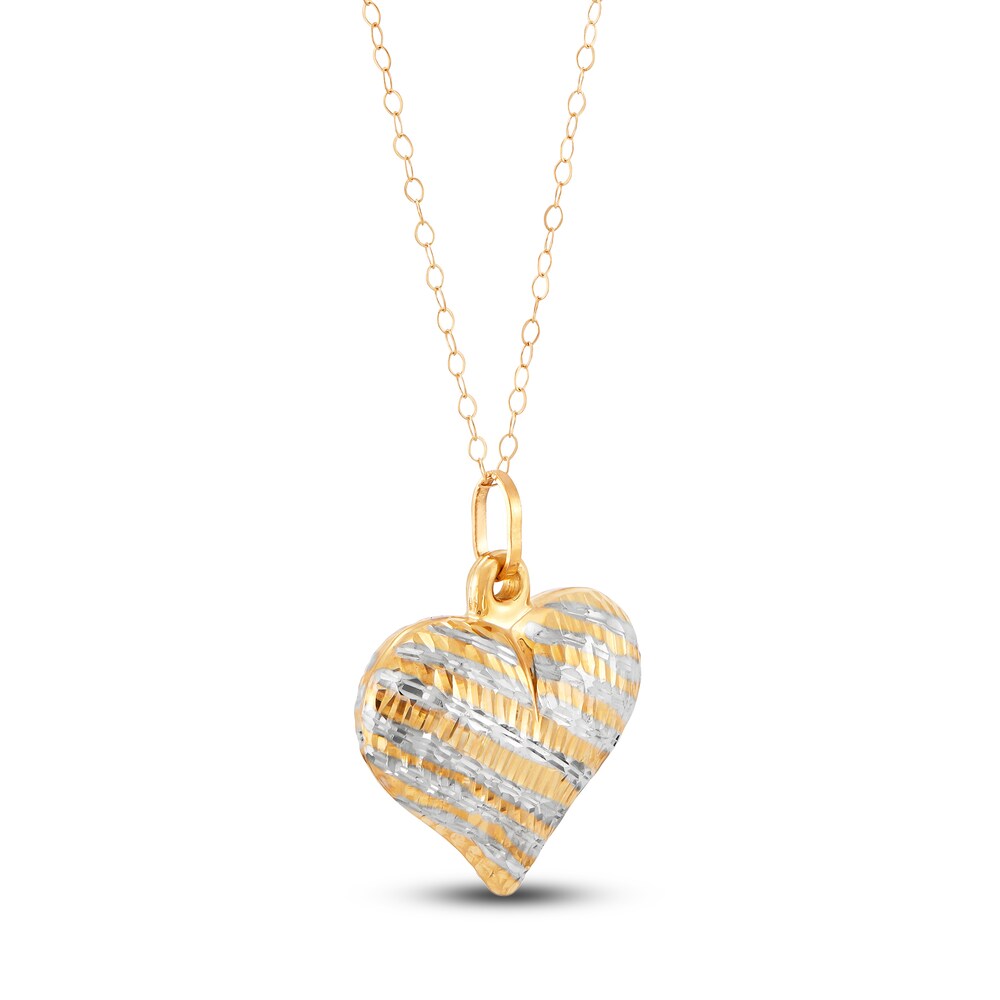 Puffy Heart Cable Chain Necklace 10K Yellow Gold T3Rmhrli