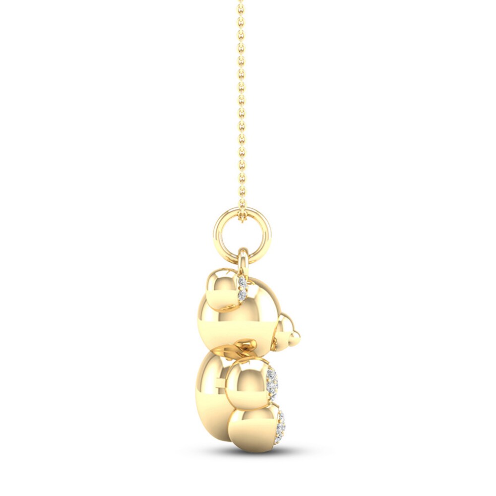 Bear Necklace 1/15 ct tw Diamonds Sterling Silver 14K Plated T4hnnZ35