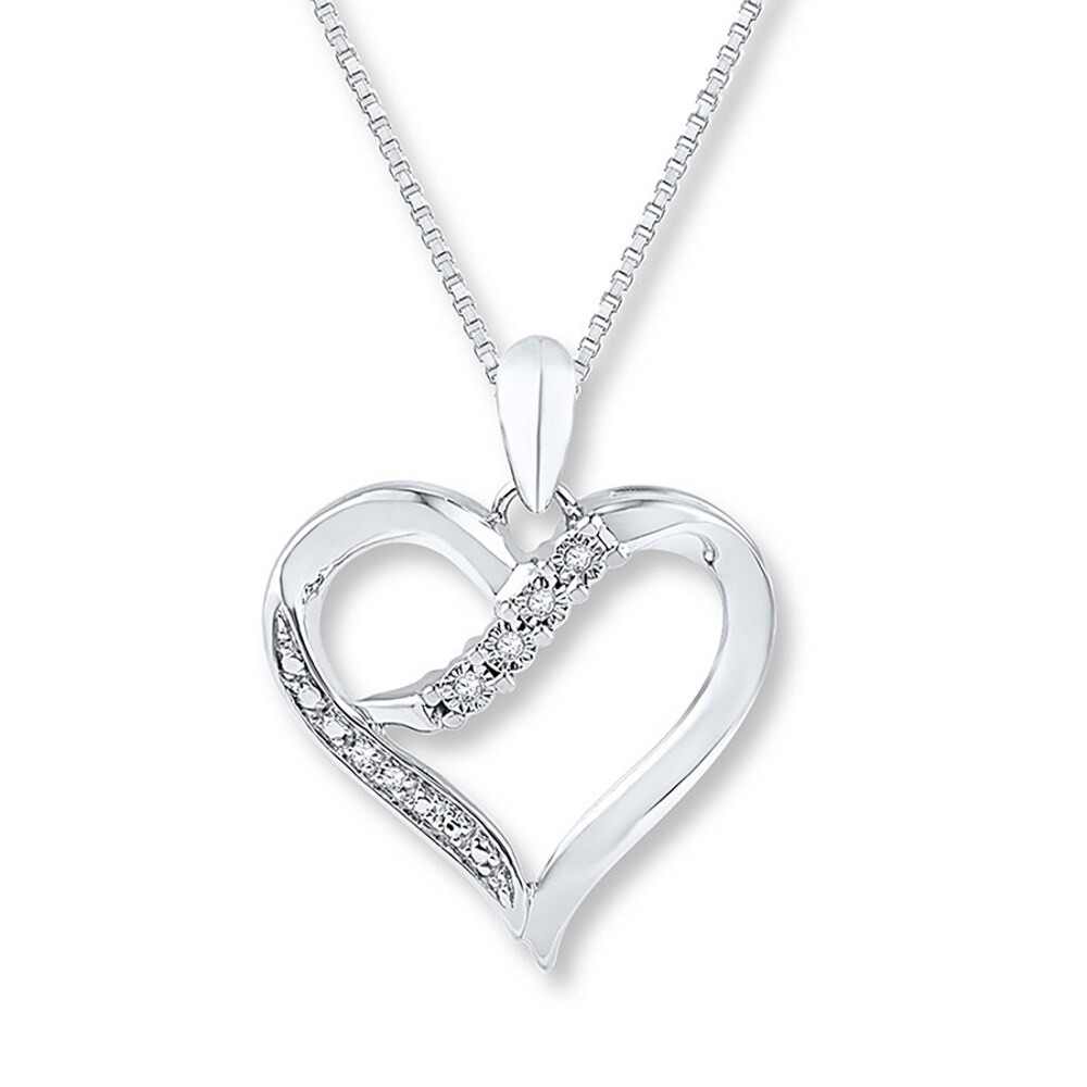Heart Necklace Diamond Accents Sterling Silver TBaFm2gW [TBaFm2gW]