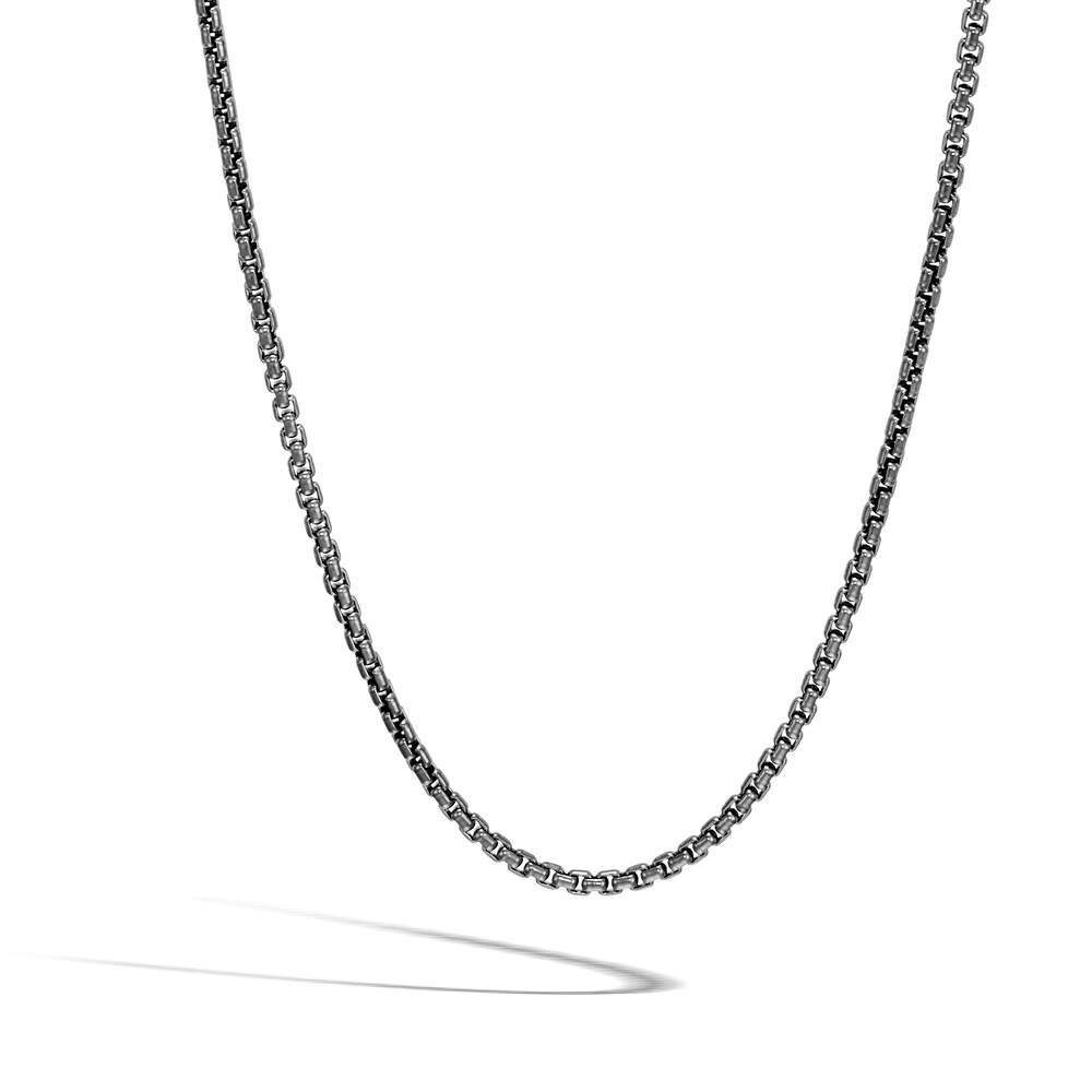John Hardy Box Chain Necklace Black Rhodium/Sterling Silver 24\" TEC9xzXk