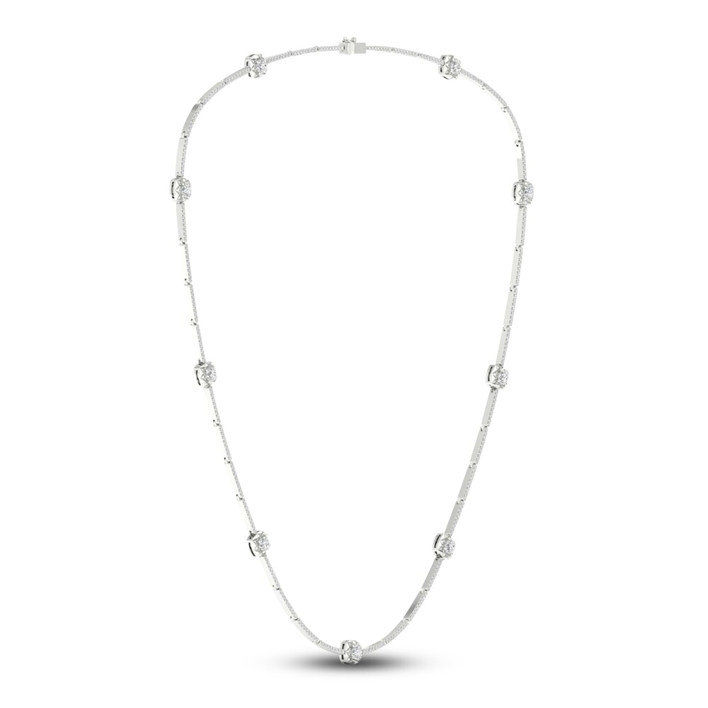 Men's Lab-Created Diamond Chain Necklace 5 ct tw Round 14K White Gold 22" THhCEiEK