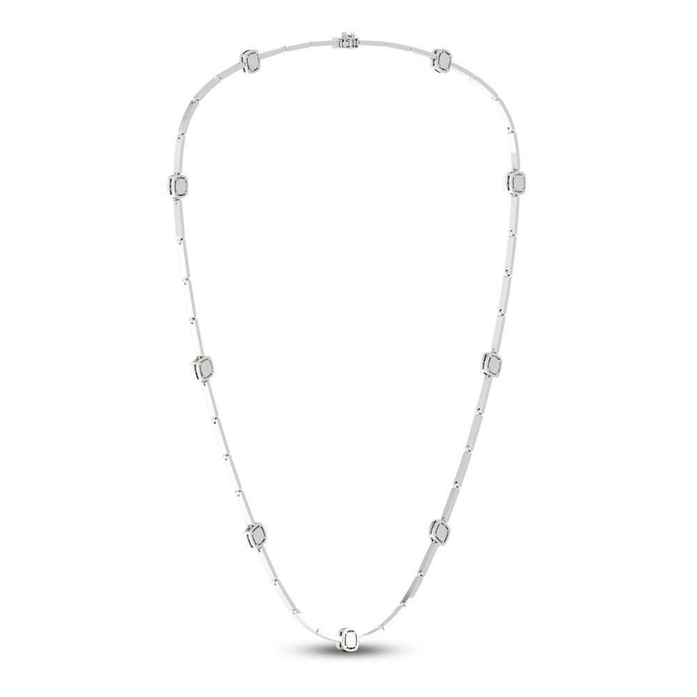 Men\'s Lab-Created Diamond Chain Necklace 5 ct tw Round 14K White Gold 22\" THhCEiEK