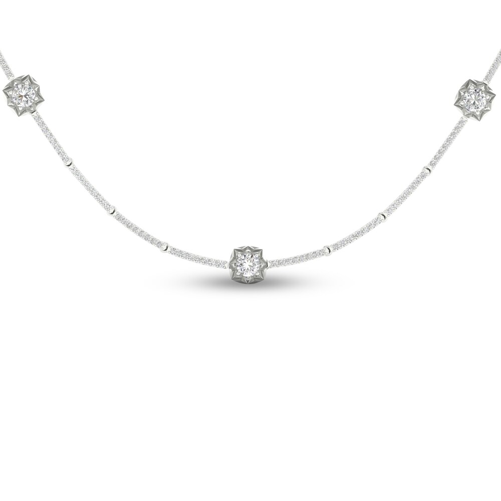 Men\'s Lab-Created Diamond Chain Necklace 5 ct tw Round 14K White Gold 22\" THhCEiEK