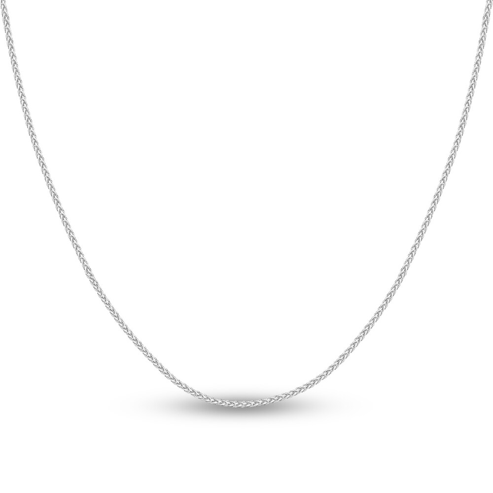Round Wheat Chain Necklace 14K White Gold 18" TJYTggNe