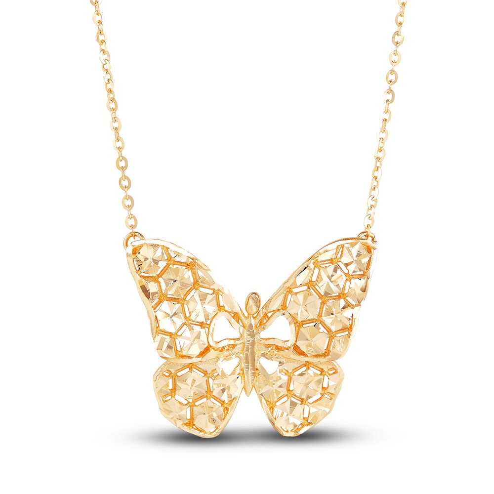 Italia D'Oro Butterfly Pendant Necklace 14K Yellow Gold 16" TQFNvrKB