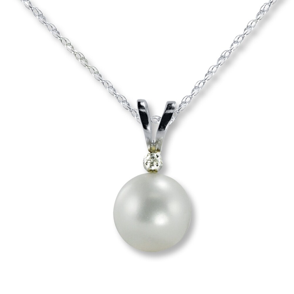 Cultured Pearl Necklace Diamond Accent 10K White Gold TQUpGIR0