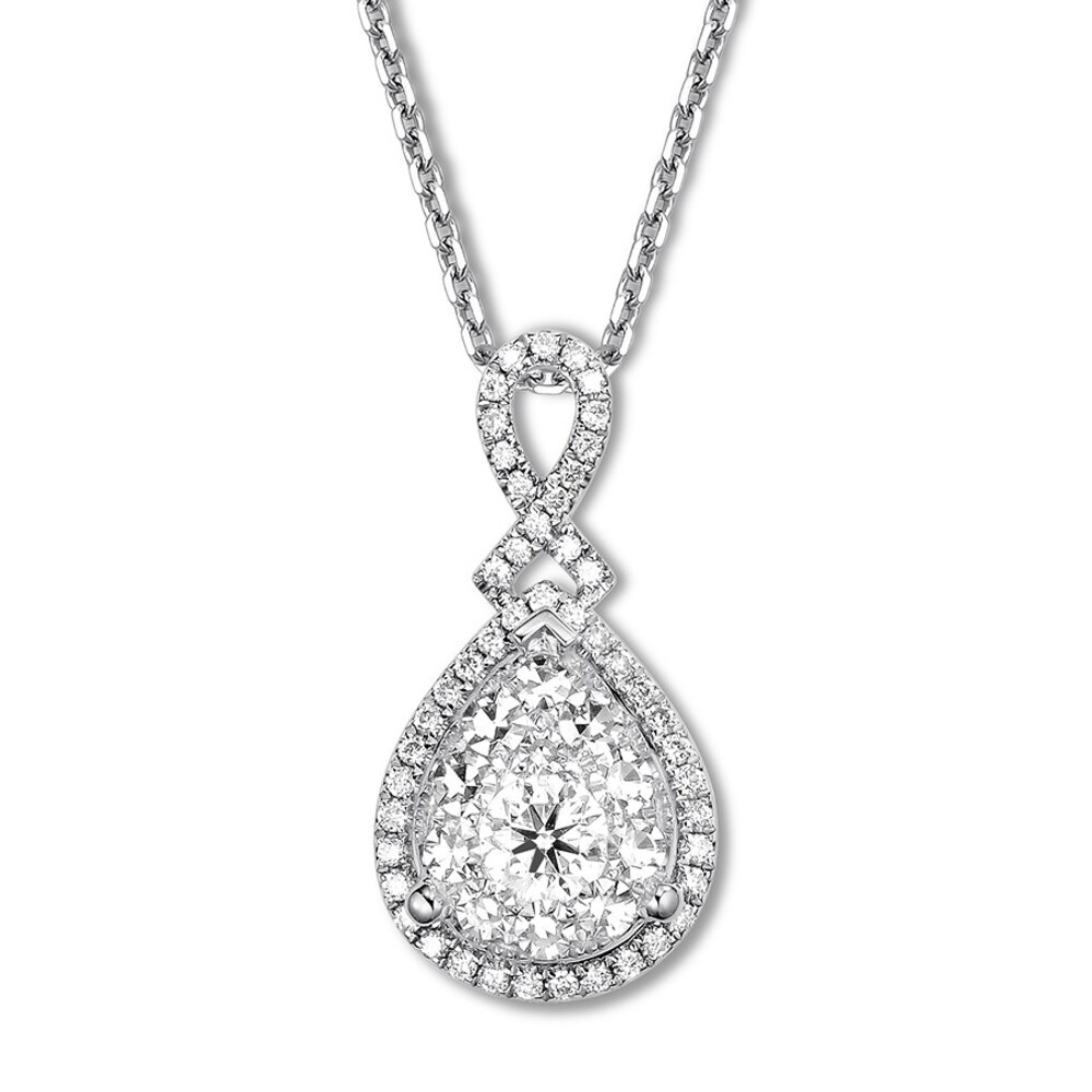 Diamond Necklace 1/2 carat tw Round 14K White Gold/Rhodium 18\" Adj. TQgwtBa7