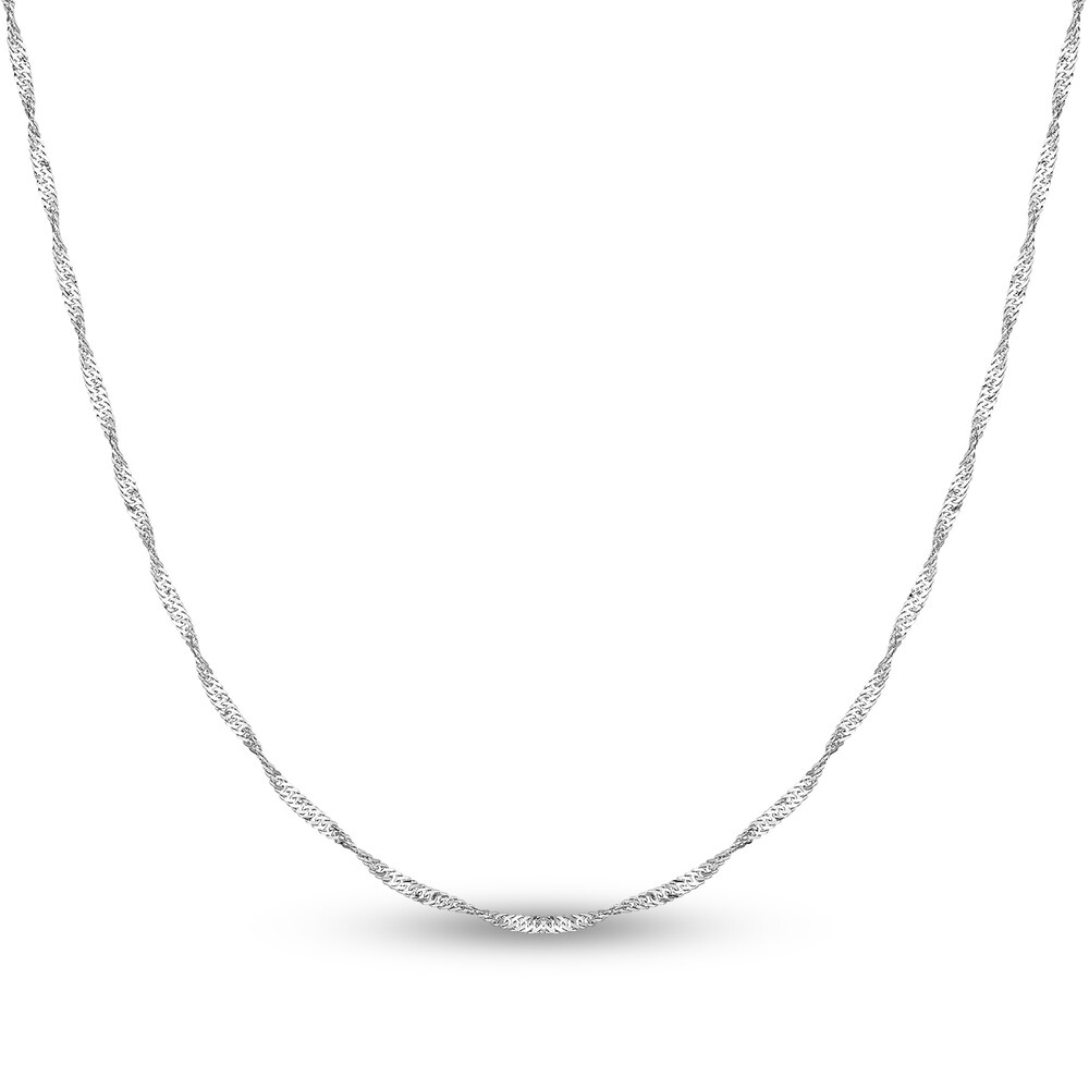 Singapore Chain Necklace 14K White Gold 16\" TSN5UYxr