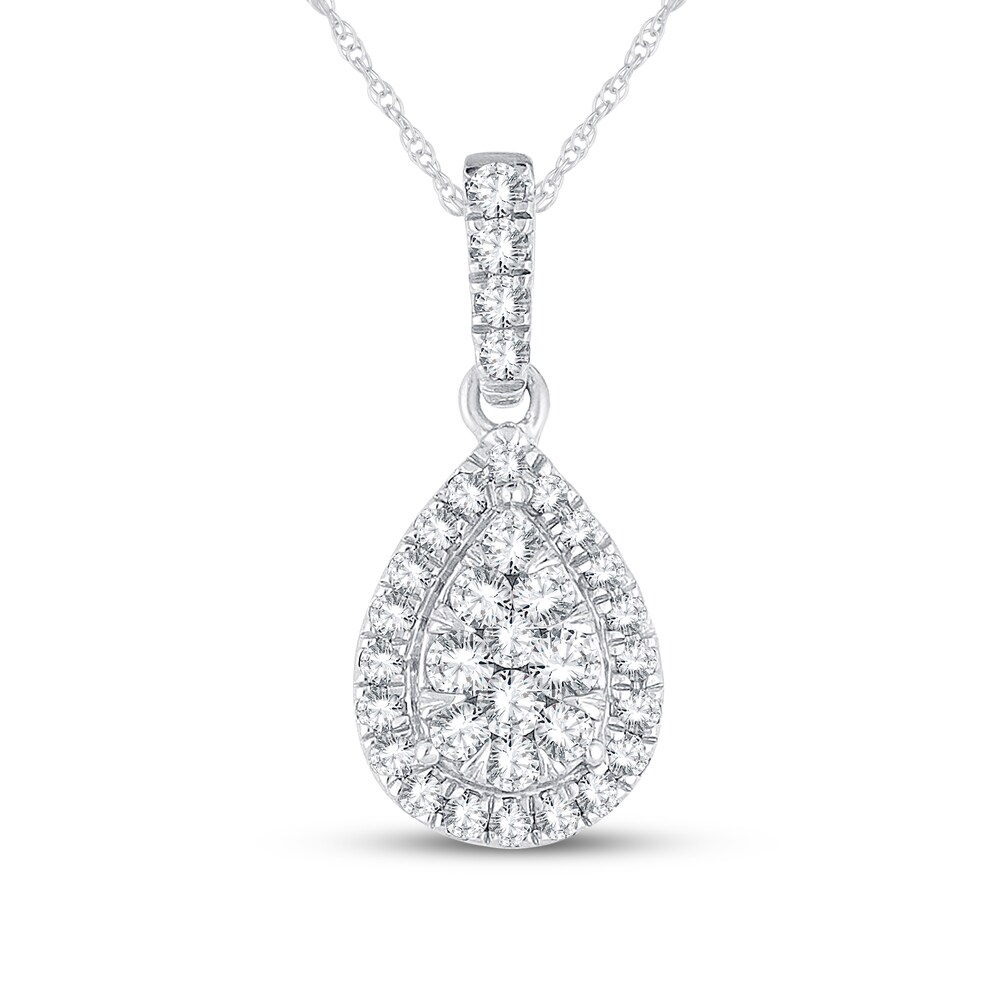 Diamond Necklace 1/4 ct tw Round 10K White Gold Th4Q68xi