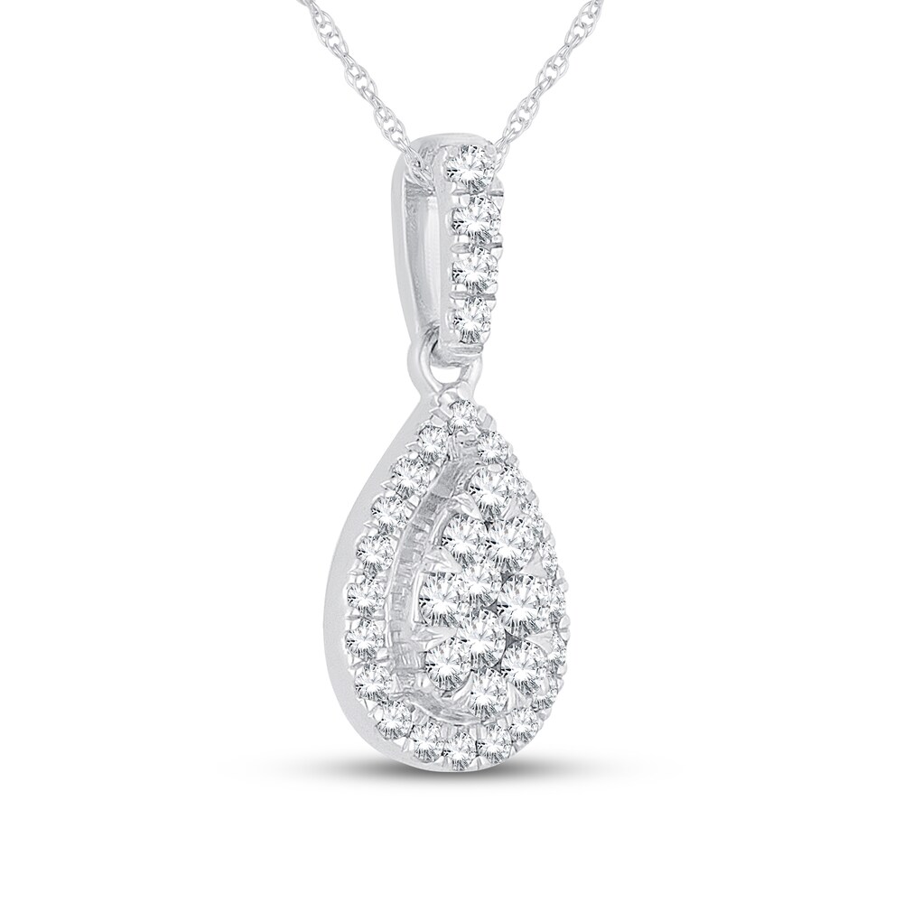 Diamond Necklace 1/4 ct tw Round 10K White Gold Th4Q68xi