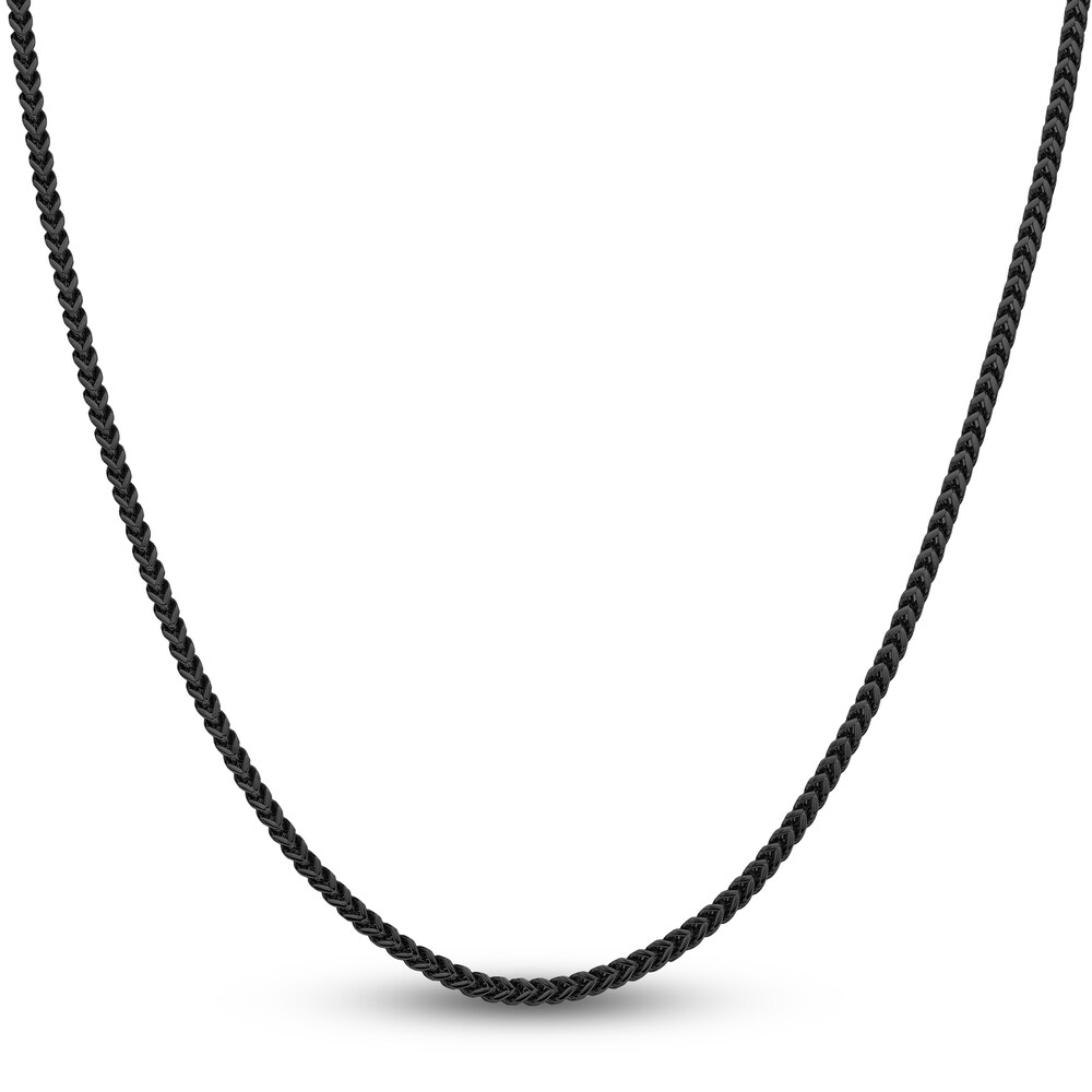 Men's Foxtail Chain Black Ion-Plated Stainless Steel 2.5mm 24" TiWrJaOf
