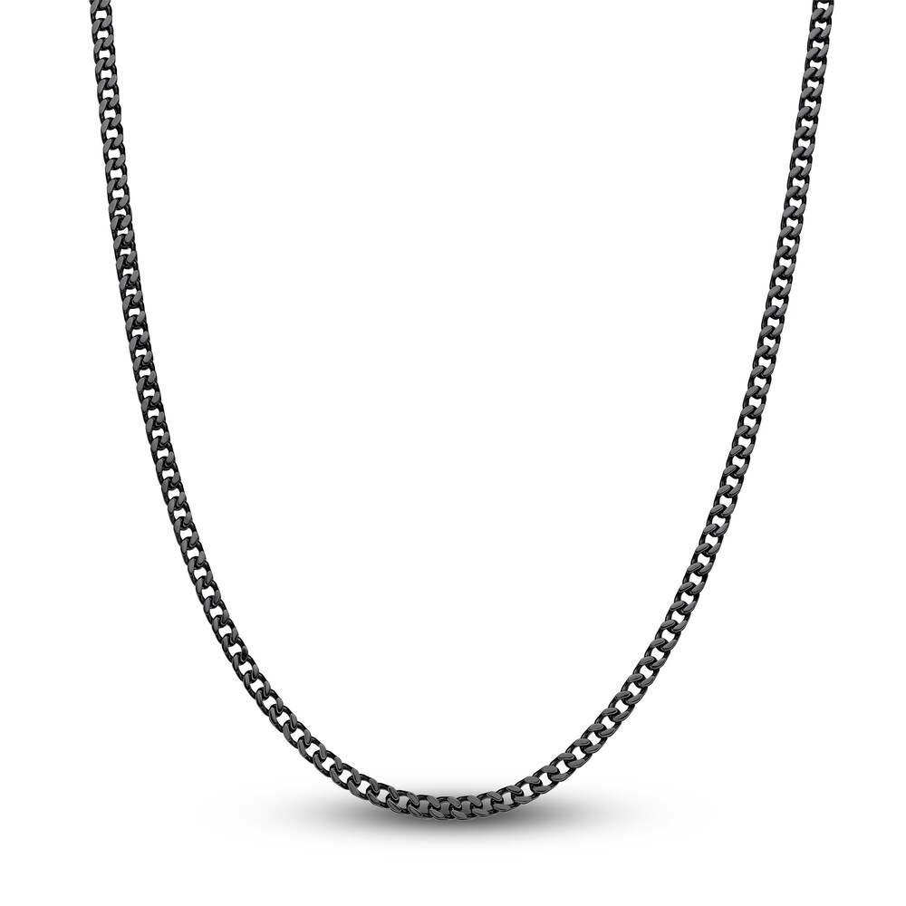Men\'s Foxtail Chain Necklace Black Ion-Plated Stainless Steel 20\" Tj0ryZNz