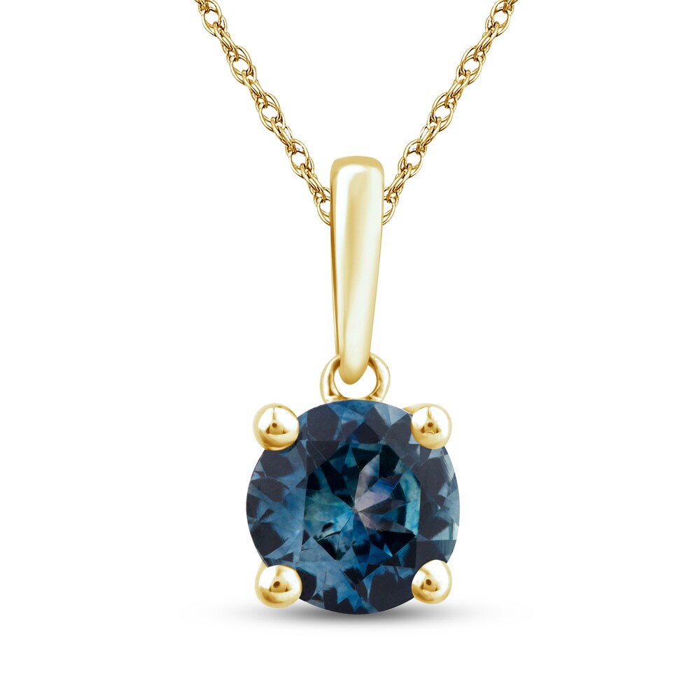 Montana Blue Natural Sapphire Ombre Pendant Necklace 10K Yellow Gold 18" TkrqzHvF