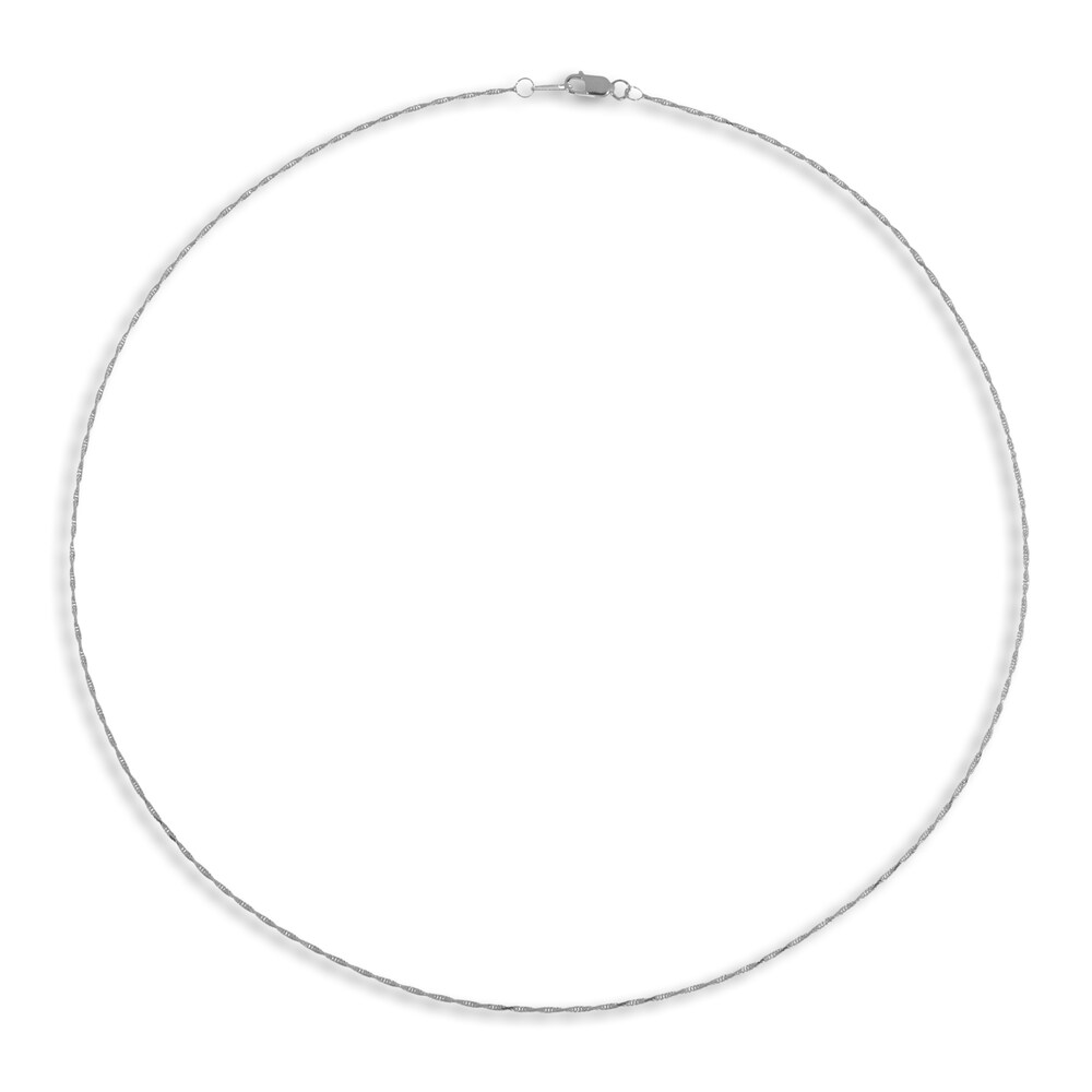 Diamond-Cut Solid Rope Necklace 14K White Gold 18\" 1.18mm Tp6ksZrN [Tp6ksZrN]