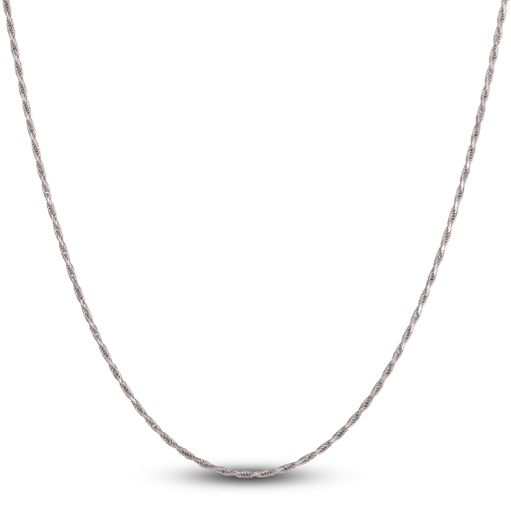Diamond-Cut Solid Rope Necklace 14K White Gold 18\" 1.18mm Tp6ksZrN