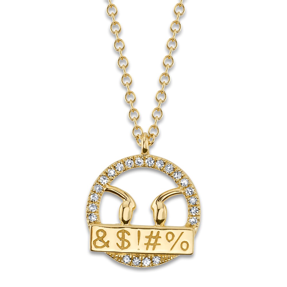 Shy Creation Diamond Emoji Necklace 1/20 ct tw Round 14K Yellow Gold 18" SC55024101 TuB8TvGp