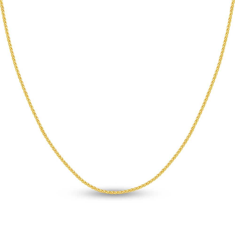Round Wheat Chain Necklace 14K Yellow Gold 18" Tx5RD36X
