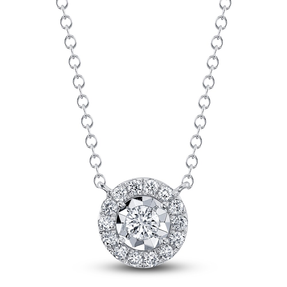 Shy Creation Diamond Pendant Necklace 1/4 ct tw Round 14K White Gold SC55024121 TyNy8w24