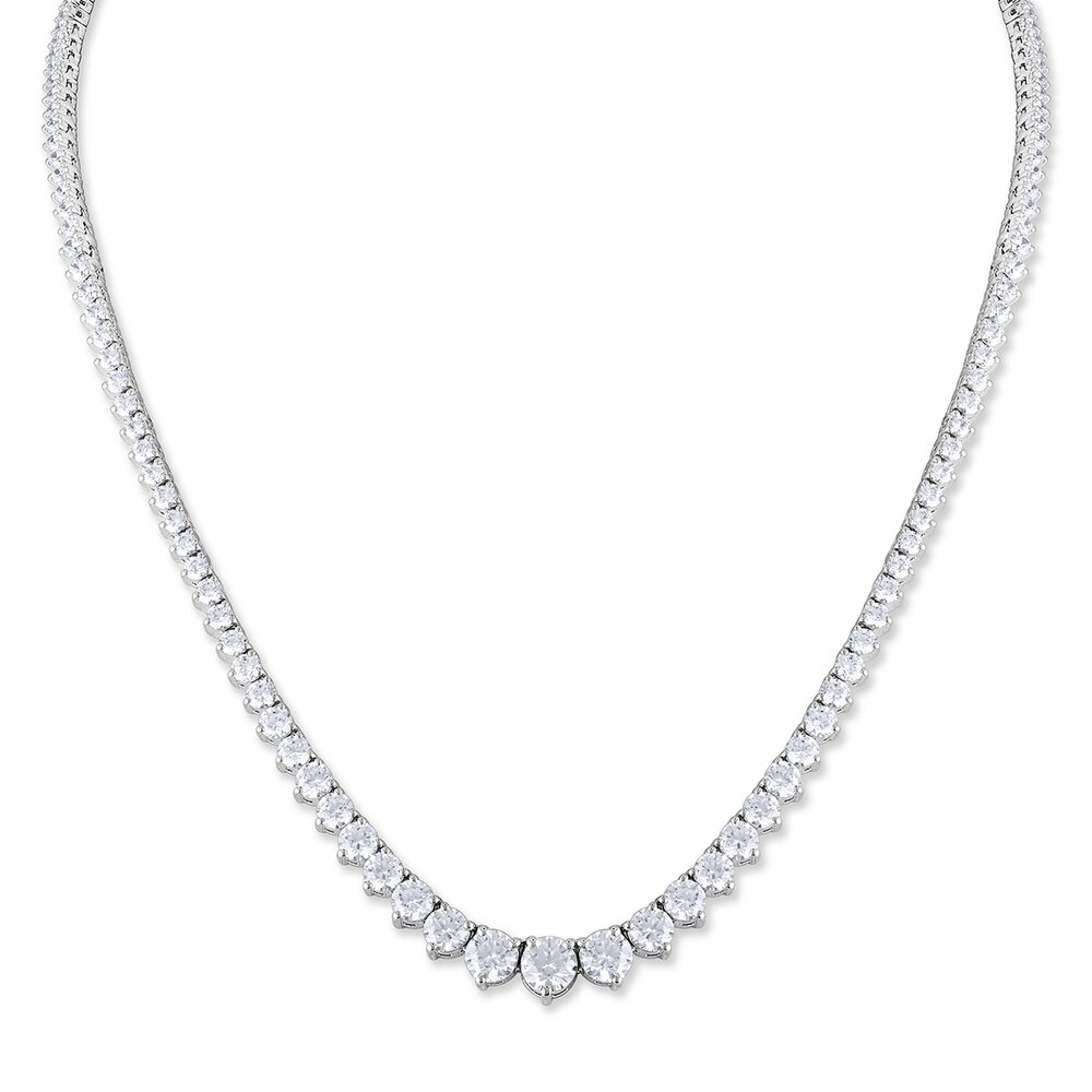 Diamond Necklace 15 ct tw Round 14K White Gold 16" U7BOTwg6