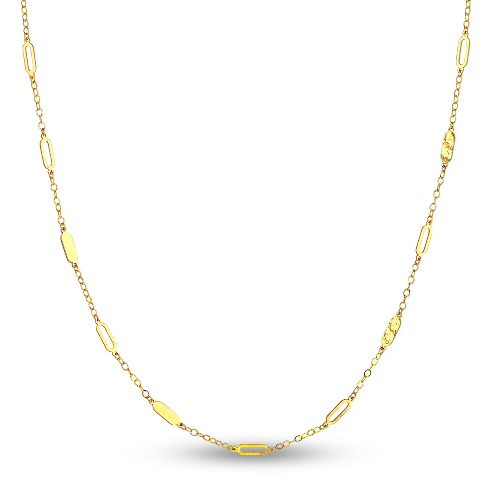 Oval Station Necklace 14K Yellow Gold 18" UJdH4PoH