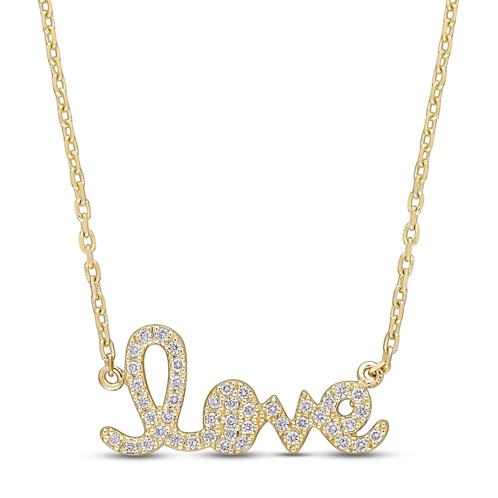 Diamond Love Necklace 1/4 ct tw Round 14K Yellow Gold 17" UKH4UPWj