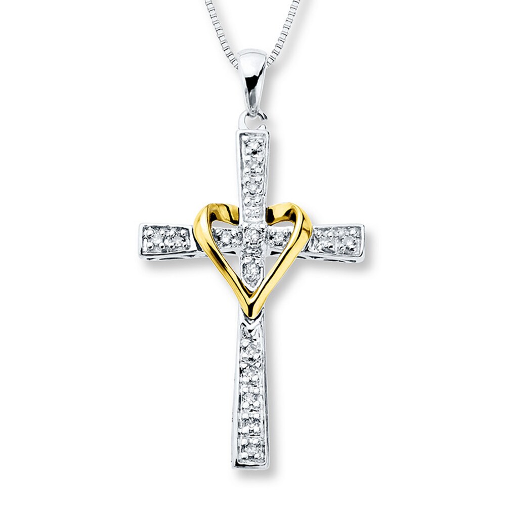 Cross Necklace 1/10 ct tw Diamonds Sterling Silver/10K Gold UPbWAl3R