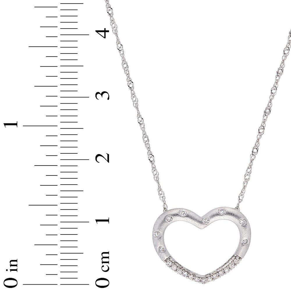 Diamond Heart Necklace 1/10 ct tw Round 10K White Gold 17\" Uc1qwgPl