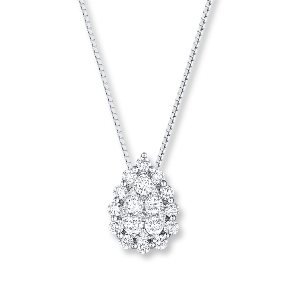 Diamond Necklace 3/4 ct tw Round-cut 14K White Gold Udjauk43