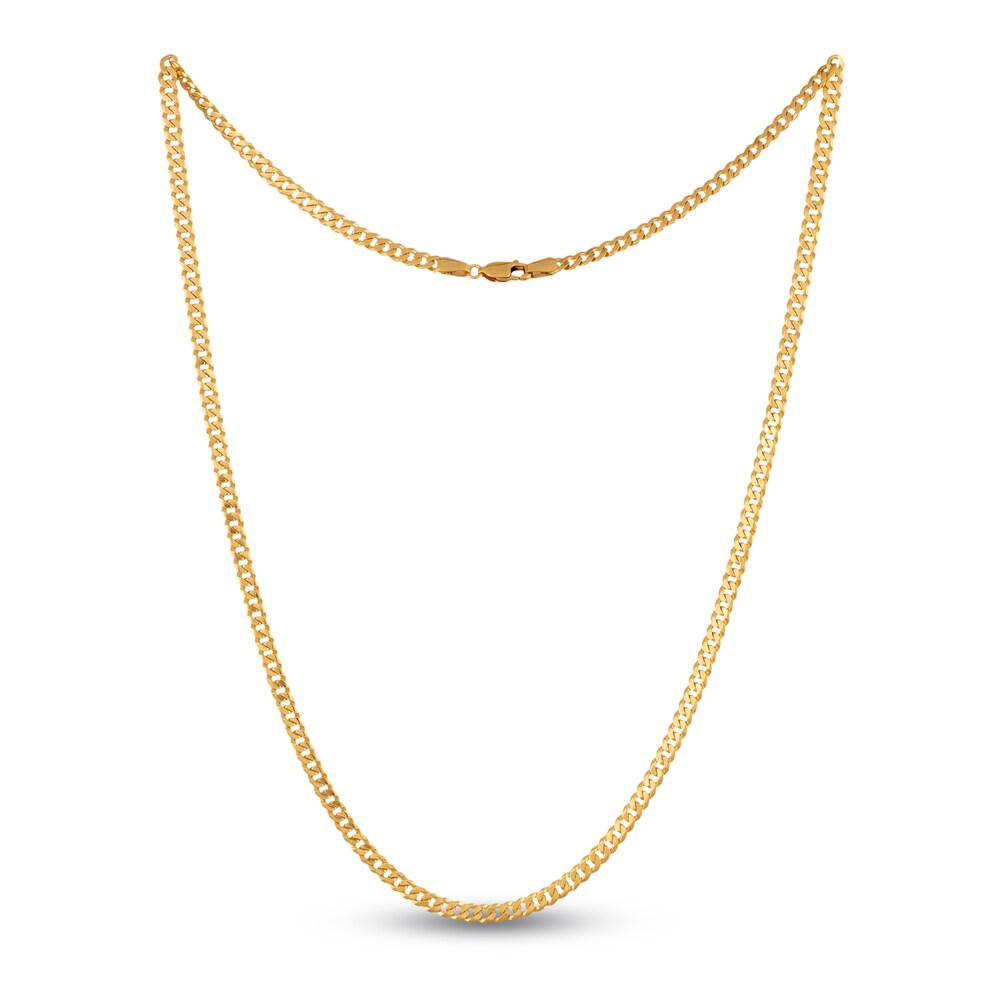 Solid Curb Necklace 14K Yellow Gold 20" 3.9MM UdxDmttS